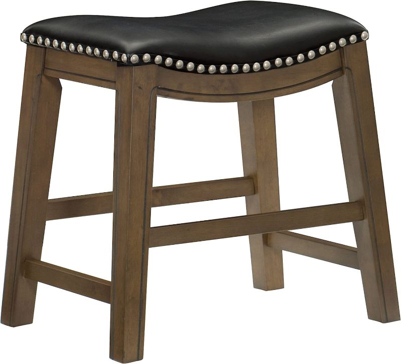 Photo 1 of Lexicon Alviso Wooden Saddle Seat Dining Stool, 18" SH, Black