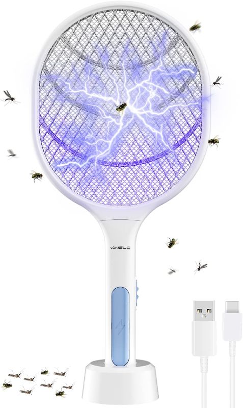 Photo 1 of Bug Zapper Racket, Electric Fly Swatter Racket, 3000 Volt Rechargeable Fly Zapper Mosquito Killer with USB Charging Cable for Indoor and Outdoor
