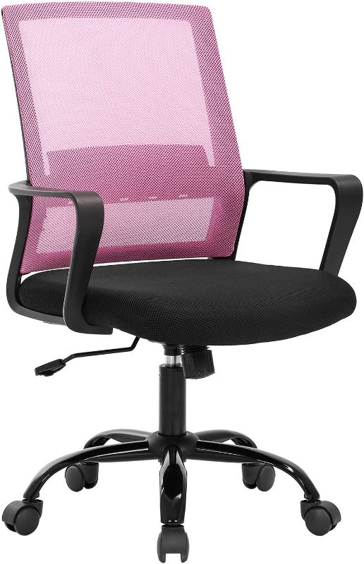 Photo 1 of Desk Chair Mesh Office Chair Ergonomic Computer Chair Executive Lumbar Support Adjustable Stool Rolling Swivel Chair,Pink
