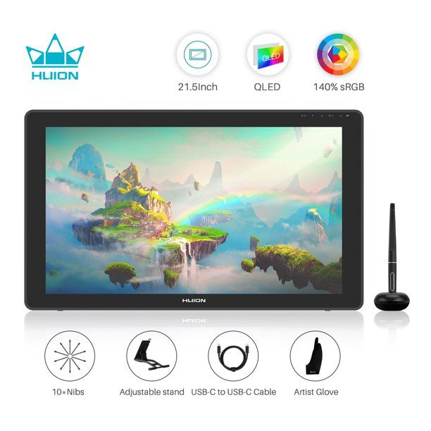 Photo 1 of Huion Kamvas 22 Plus Graphics Drawing Tablet Display QLED Laminated Screen 140% RGB Anti-Glare Glass Graphics Tablet with Screen
