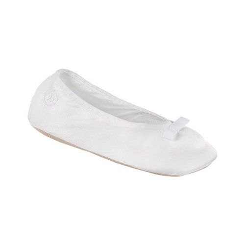 Photo 1 of Totes Isotoner Women's Signature Classics Satin Ballerina Slipper, White, Medium
