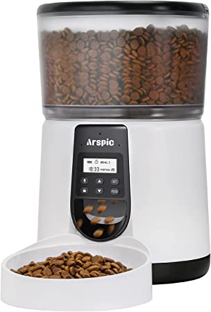 Photo 1 of Automatic Cat Feeder, Arspic 4L Auto Cat Food Dispenser with Programmable Timer Feeder and Portion Control Automatic Pet Food Feeder for Small & Medium Cats Dogs with Desiccant Bag & Voice Recorder
