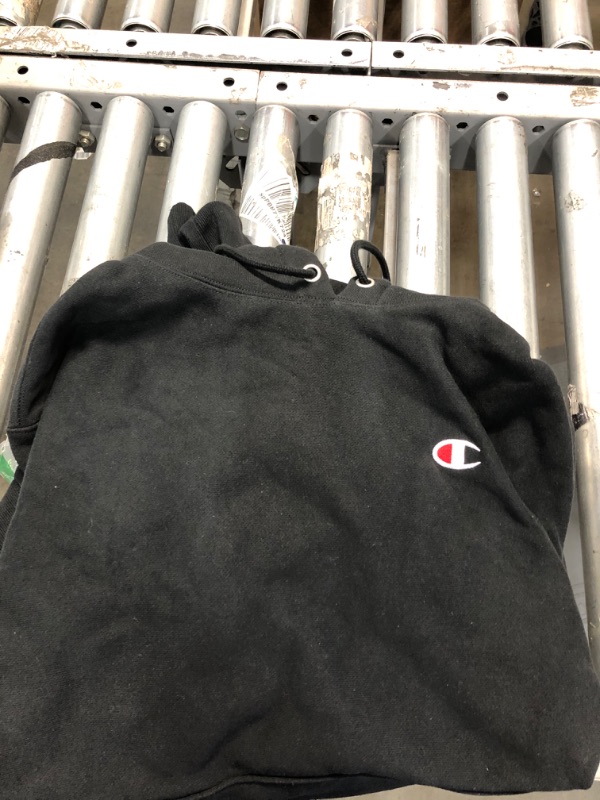Photo 1 of Men's Black Champion Reverse Weave Pullover Hooded Size Large
