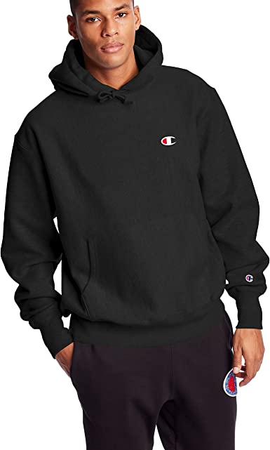 Photo 1 of Men's Black Champion Reverse Weave Pullover Hooded Size Large
