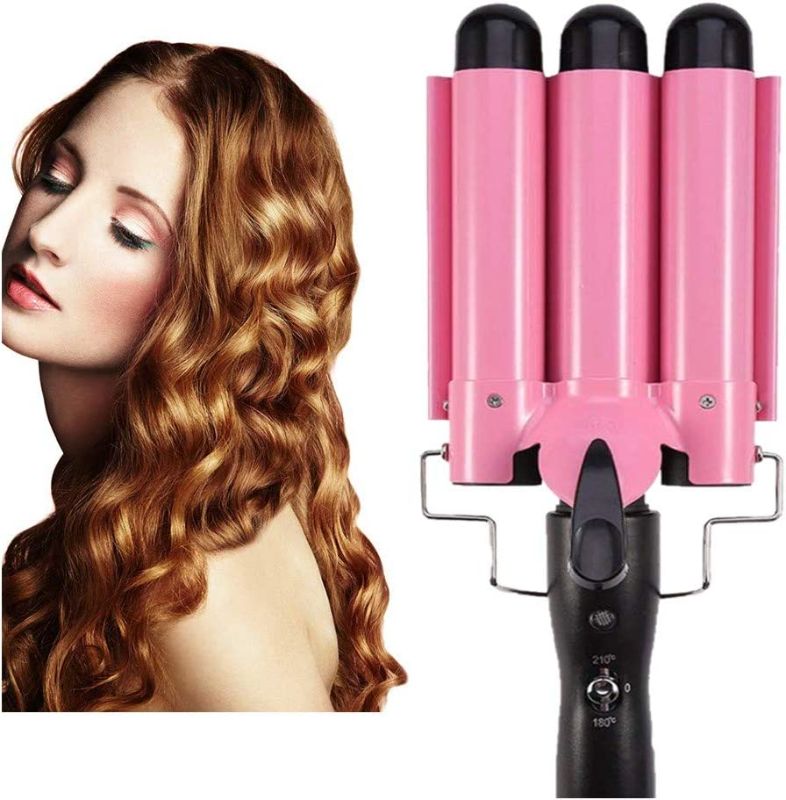 Photo 1 of 3 Barrel Hair Curling Iron Wand Temperature Adjustable 32mm Hair Waver?Pink?
