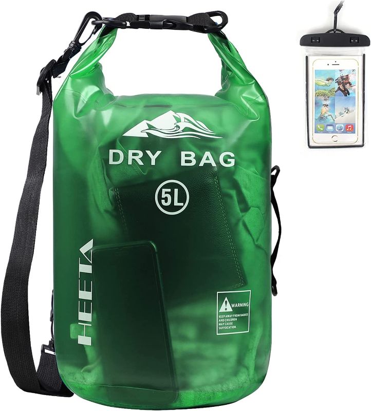 Photo 1 of HEETA Waterproof Dry Bag for Women Men, 10L Roll Top Lightweight Dry Storage Bag Backpack with Phone Case for Travel, Swimming, Boating, Kayaking, Camping and Beach
