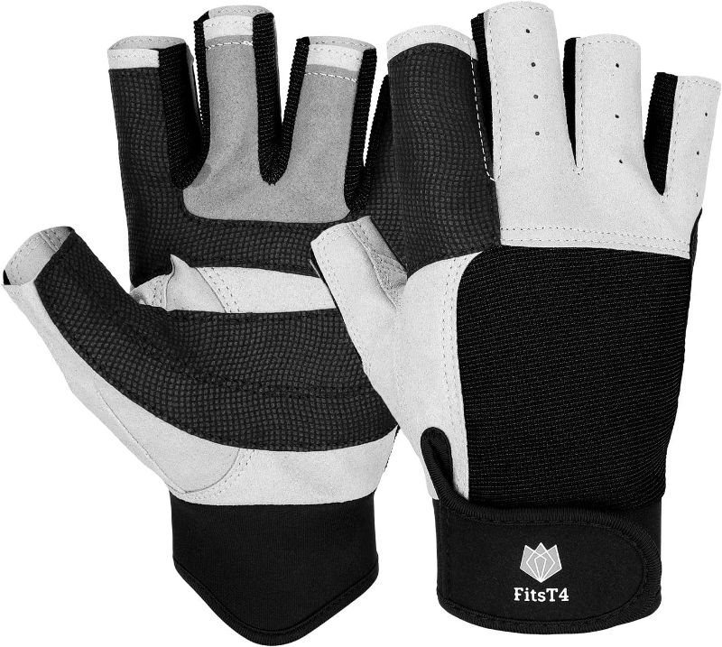 Photo 1 of FitsT4 Sailing Gloves 3/4 Finger and Grip Great for Sailing, Yachting, Paddling, Kayaking, Fishing, Dinghying Water Sports for Men and Women
