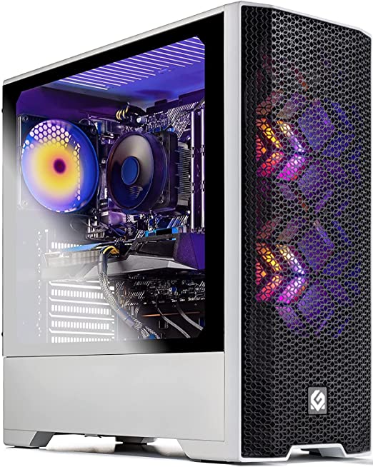 Photo 1 of Skytech Blaze 3.0 Gaming PC Desktop – Intel i5-10400F, RX 6600XT, 1TB NVME, 16G DDR4 3200, AC Wi-Fi, Windows 10 Home 64-bit, White
