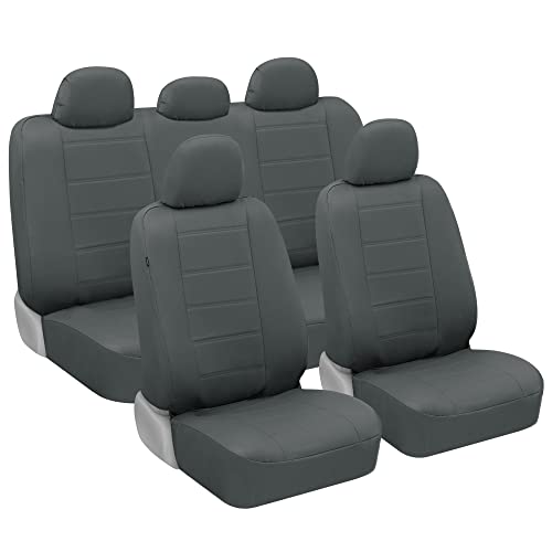 Photo 1 of CarXS UltraLuxe Gray Leather Car Seat Covers Full Set – 9 Piece Faux Leather Interior Seat Cover Set, Includes Front and Back Seat Cover, Premium Au
