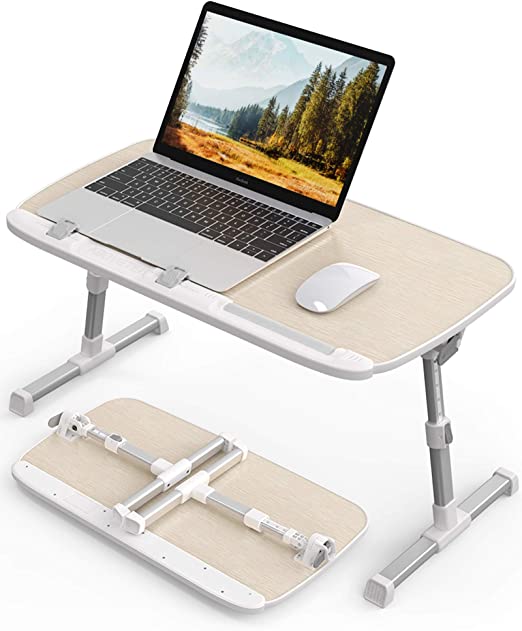 Photo 1 of  Laptop Desk for Bed, Portable Laptop Table Tray with Foldable Legs, Height Adjustable Foldable Laptop Desk for Eating Working, Computer Tray for Bed Couch, Gifts for Men Women Husband Birch
