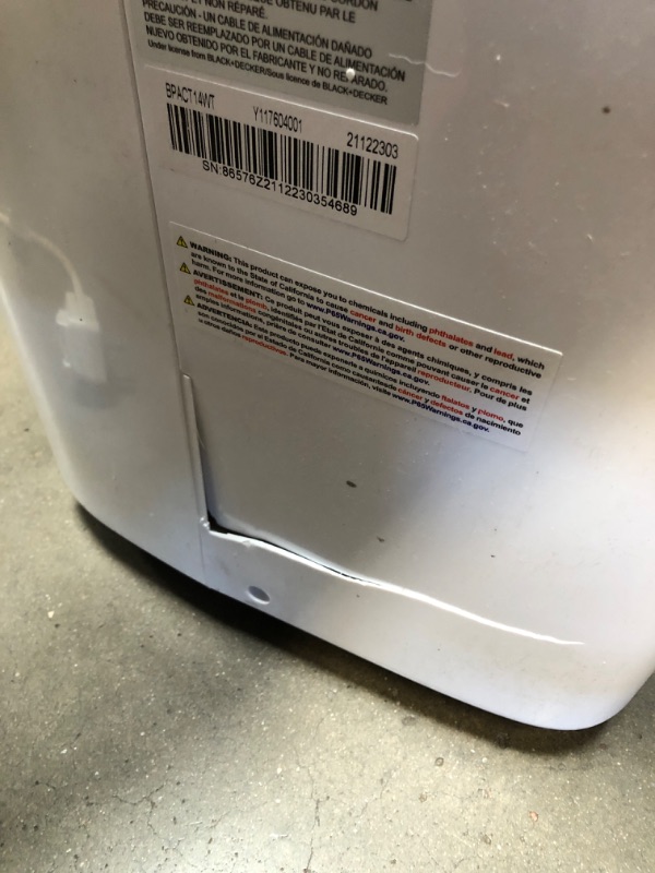 Photo 5 of BLACK+DECKER 8,000 BTU DOE (14,000 BTU ASHRAE) Portable Air Conditioner with Remote Control, White