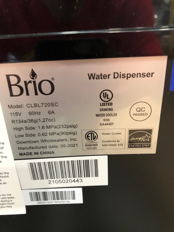 Photo 3 of Brio Moderna Bottom Load Water Cooler Dispenser - Tri-Temp, Adjustable Temperature, Self-Cleaning, Touch Dispense, Child Safety Lock, Holds 3 or 5 Gallon Bottles, Digital Display and LED Light
