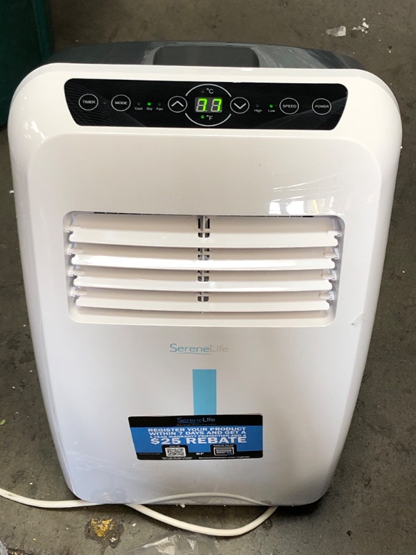 Photo 2 of Portable Electric Air Conditioner Unit - 900W 8000 BTU Power Plug In AC Cold Indoor Room Conditioning System w/ Cooler, Dehumidifier, Fan, Exhaust Hose, Window Seal, Wheels, Remote - SereneLife SLPAC8 13.8"D x 14.6"W x 27.2"H
