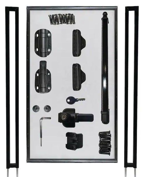 Photo 1 of 2.5 ft. W x 4 ft. H Pool Fence DIY Gate in Black with Self-Closing, Self-Latching Hardware and Flat Top
