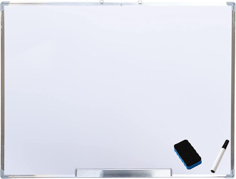 Photo 1 of BalanceFrom Magnetic Whiteboard Dry Erase Board Silver Aluminum Frame with Eraser and Marker Pen, Multiple Sizes 36" x 48"
