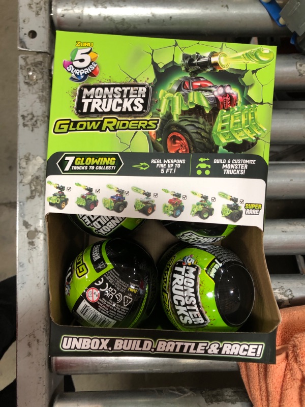 Photo 2 of CASE of 12: 5 SURPRISE Monster Trucks Glow Riders Series 2 Mystery Collectible Capsule by ZURU
