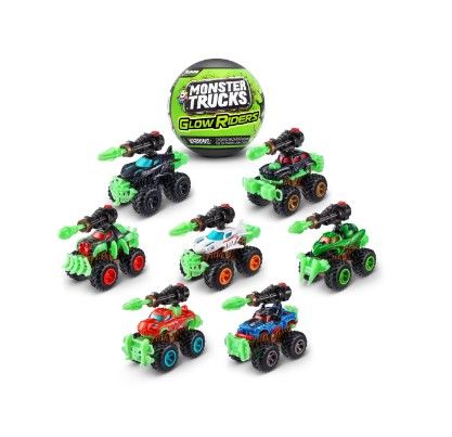 Photo 1 of CASE of 12: 5 SURPRISE Monster Trucks Glow Riders Series 2 Mystery Collectible Capsule by ZURU
