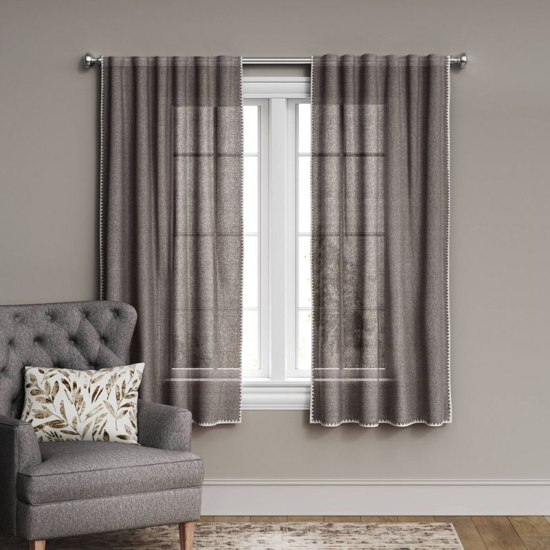 Photo 1 of 1pc 54"x63" Light Filtering Stitched Edge Window Curtain SINGLE Panel - Threshold™  : 54"W x 63"L
