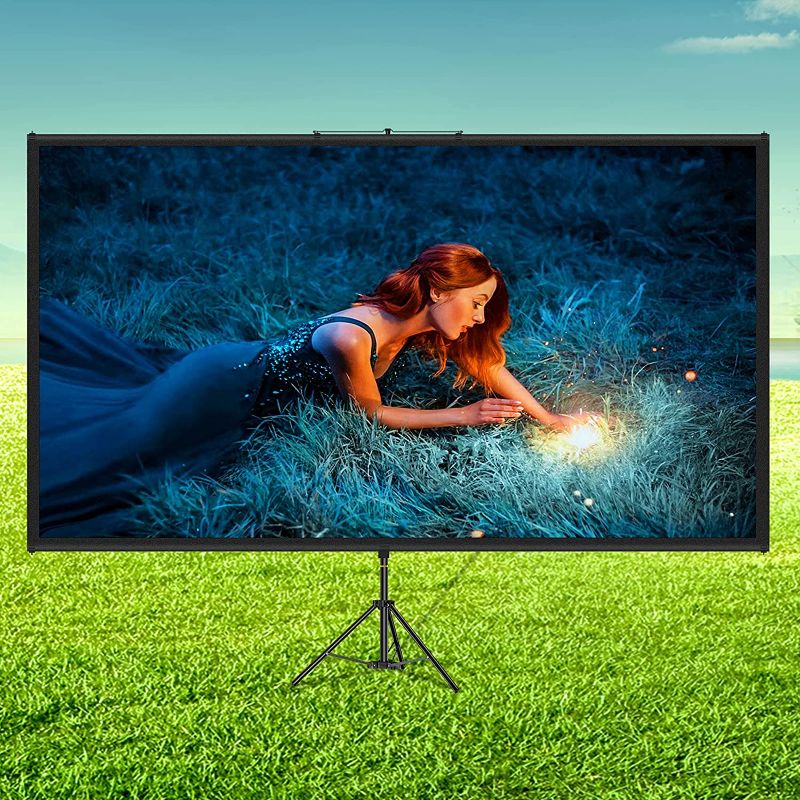 Photo 1 of VEVOR Tripod Projector Screen with Stand 60 inch 16:9 4K HD Projection Screen Stand Wrinkle-Free Height Adjustable Portable Screen for Projector Indoor & Outdoor for Movie, Home Cinema, Gaming, Office
