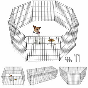 Photo 1 of 24 Inch 8 Panels Dog Playpen Tall Large Crate Fence Pet Play Pen Exercise Cage
