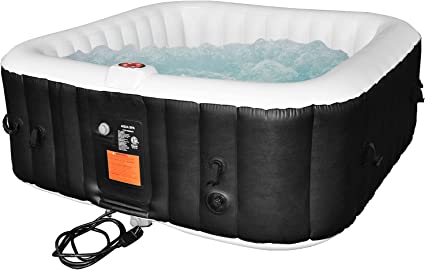 Photo 1 of #WEJOY AquaSpa Portable Hot Tub 72X72X26 Inch Air Jet Spa 4-5 Person Inflatable Square Outdoor Heated Hot Tub Spa with 130 Bubble Jets, Black/White
