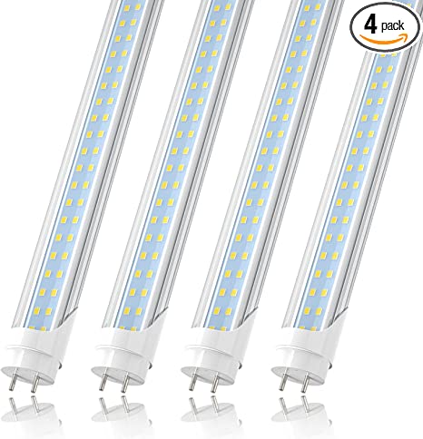 Photo 1 of JESLED T8 T12 4FT LED Light Bulbs, 24W 3000LM 5000K Daylight White, 4 Foot Flourescent Tube Replacement, Double Row 192LEDs, Ballast Bypass, Dual-end Powered, Clear, Garage Warehouse Shop Light 4Pack…
