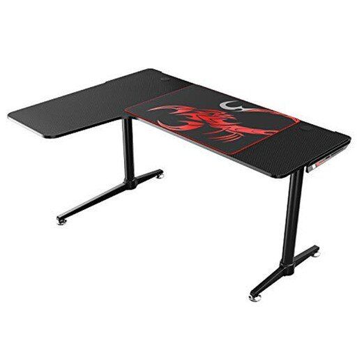 Photo 1 of EUREKA ERGONOMIC L Shaped Gaming Desk, 60 Inch Corner Gaming Desk, Large Computer Desk, PC Gaming Desk with Mouse Pad and Cable Management for Gift,Space Saving, Easy to Assemble,Black
