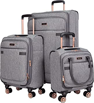 Photo 1 of kensie Women's Hudson Softside 3-Piece Spinner Luggage Set, Heather Gray, (20/24/28)
