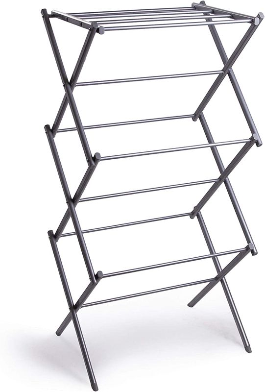 Photo 1 of BINO 3-Tier Collapsing Foldable Laundry Drying Rack, Silver
