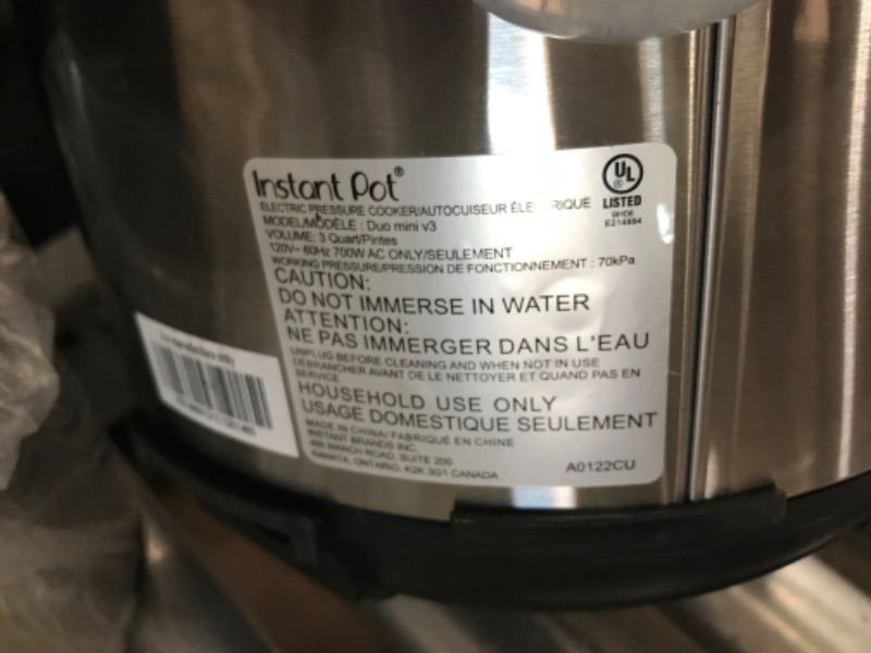 Photo 2 of Instant Pot® Duo™ Mini 3-quart Multi-Use Pressure Cooker, V5
