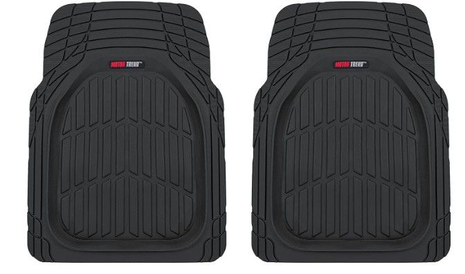 Photo 1 of **INCOMPLETE, MISSING** Motor Trend -2 Piece Front Car Floor Mats- Black FlexTough Contour Liners-Deep Dish Heavy Duty Rubber Floor Mats for Car SUV Truck & Van-All Weather Protection, Universal Trim to Fit

