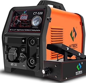 Photo 1 of HITBOX 50A Plasma Cutter Welder Combo - 4 in 1 110V/220V 200A HF Pulse TIG Welder - Stick ARC MMA Welder High Frequency Multifunction Cutting Welding Machine with Foot Pedal (CT520)
