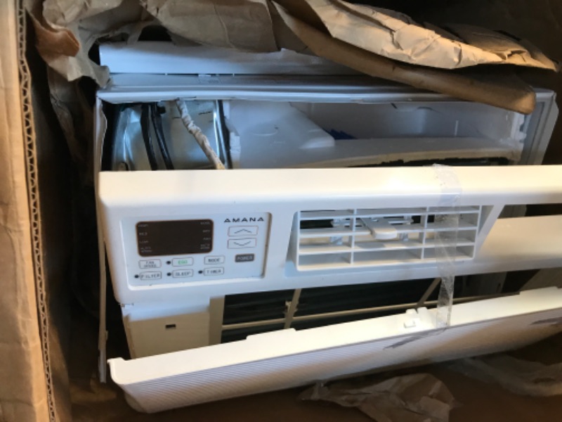 Photo 2 of Amana White 10,000 BTU 115V Window-Mounted Air Conditioner with Remote Control | AC for Rooms up to 450 Sq.Ft | 24H Timer | 3-Speed | Auto-Restart | Digital Display AMAP101BW, 10000**FOR PARTS**
