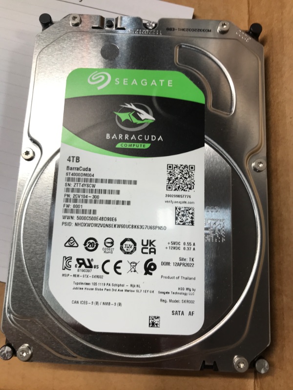 Photo 2 of Seagate BarraCuda 4TB Internal Hard Drive HDD – 3.5 Inch Sata 6 Gb/s 5400 RPM 256MB Cache For Computer Desktop PC – Frustration Free Packaging ST4000DMZ04/DM004