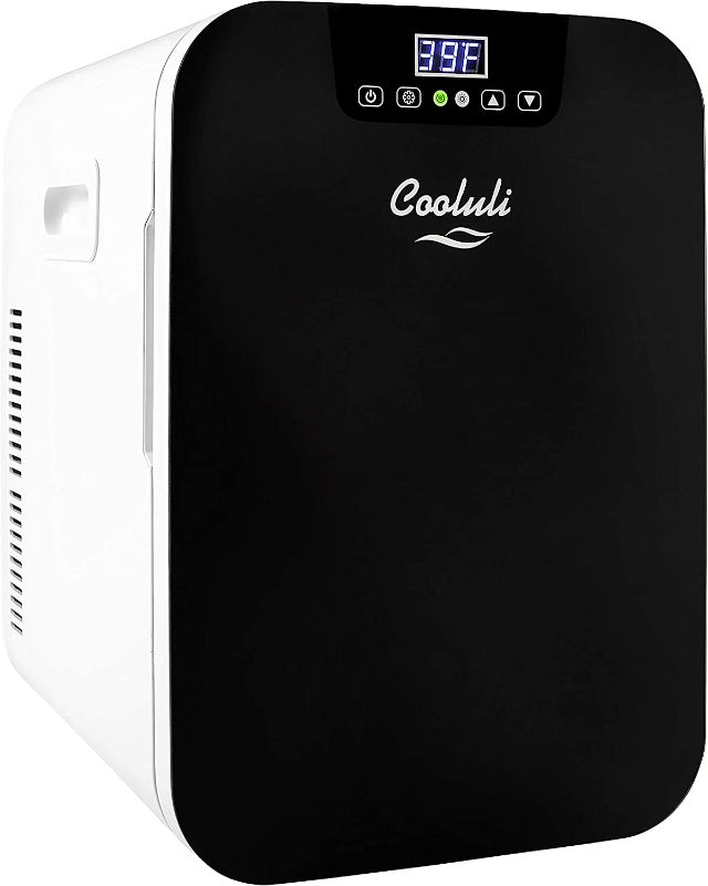 Photo 1 of Cooluli 20L Mini Fridge For Bedroom - Car, Office Desk & College Dorm Room - Glass Front & Digital Temperature Control - 12v Small Refrigerator for Food, Drinks, Skincare, Beauty & Breast Milk (Black)
