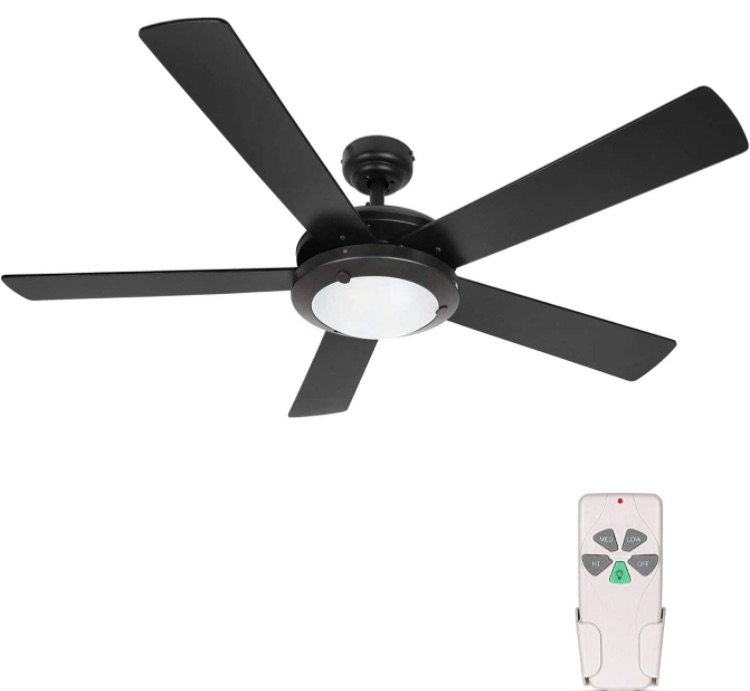 Photo 1 of 52 Inch Modern Style Indoor Ceiling Fan with Dimmable Light Kit and Remote Control, Reversible Motor, ETL for Living room, Bedroom, Basement, Kitchen, Garage