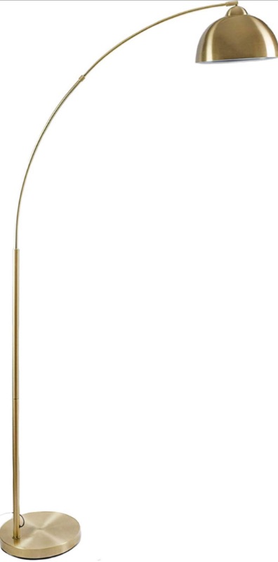 Photo 1 of Archiology Arc Floor Lamp, 79" Height Gold Brass Floor Lamp Curved, and Metal Dome Shade with Glossy White Interior Perfect for Living Room Reading Bedroom Home Office