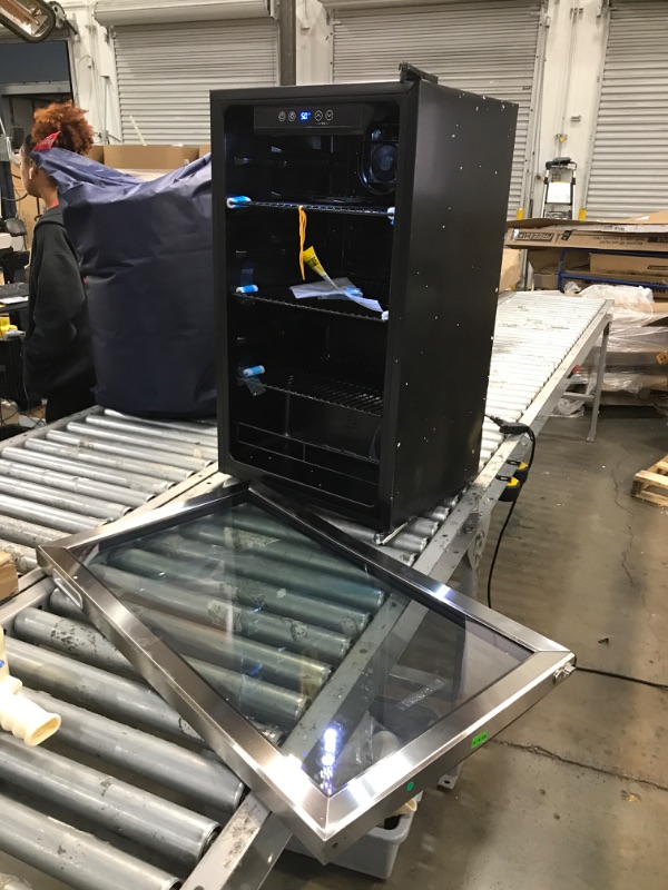 Photo 1 of (DENTED; DAMAGED/DENTED DOOR; DOOR DETACHED FROM FRAME) 18.9 in. 115-Bottles Wine and Beverage 115-Can Beverage Cooler Fridge in Stainless Steel with Digital Thermostat
