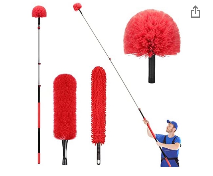 Photo 1 of 20 Foot High Reach Dusting Kit with 5-12 Foot Extension Pole // High Ceiling Duster with Telescopic Pole // Cobweb Duster // Microfiber Duster // Outdoor & Indoor Extendable Duster Cleaning Kit