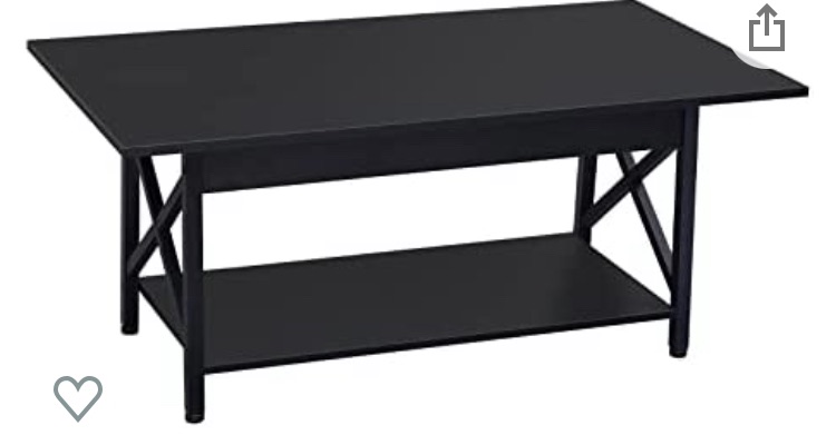 Photo 1 of (DAMAGED CORNER) GreenForest Coffee Table Large 43.3 x 23.6 inch with Storage Shelf for Living Room, Easy Assembly, Black