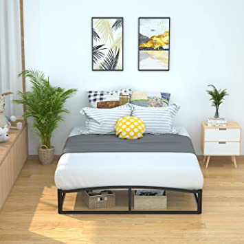 Photo 1 of **Missing Parts**Amazon Basics Metal Platform Bed Frame with Wood Slat Support, 10 Inches High, Full, Black
