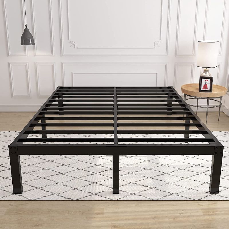 Photo 1 of  14 Inch Heavy Duty Support Basic Bed Frame/Mattress Foundation/Box Spring Replacement/Steel Slat Platform/Easy to Assemble/with Storage/Noise Free, Queen
