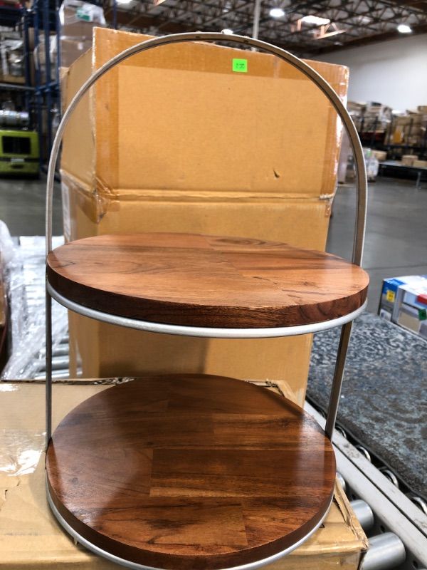 Photo 1 of 2-Tier Wood & Metal Cake Stand - Hearth & Hand™ with Magnolia
