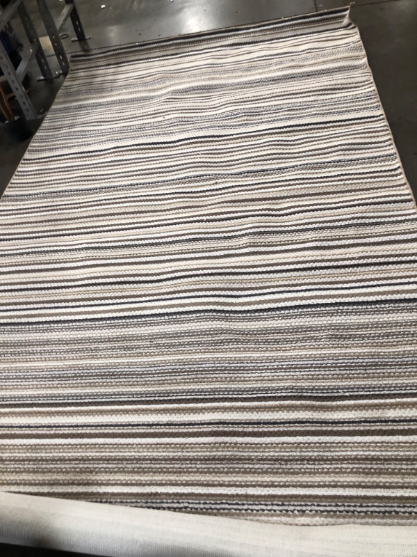 Photo 1 of 12'X7' LIGHT BROWN  7ft. x 12 ft. Striped Farmhouse Indoor/Outdoor Area Rug
