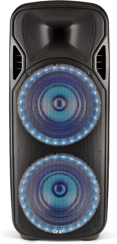 Photo 1 of QXF PBX-2250 TWS Bluetooth Dual 15” Woofer 1.5” Tweeter Rechargeable Recording Portable Speaker 5-Band Graphic Equalizer Guitar Input Microphone with Echo Control AUX Input USB/TF
