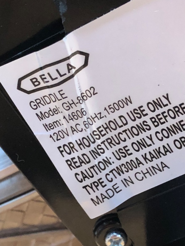 Photo 4 of Bella Electric Griddle Non Stick Large 10.5 x 20 Cooking Grill NEW
