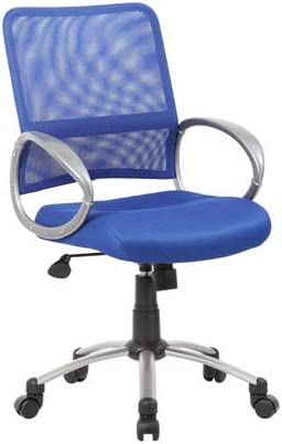 Photo 1 of Boss Office Products Mesh Back Task Chair with Pewter Finish in Blue
