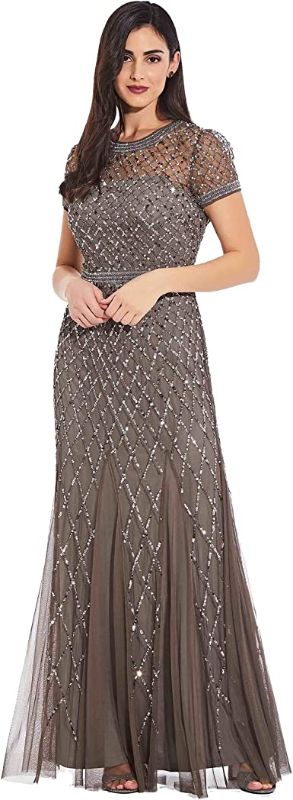 Photo 1 of Adrianna Papell Women's Short-Sleeve Beaded Mesh Gown
US size 8