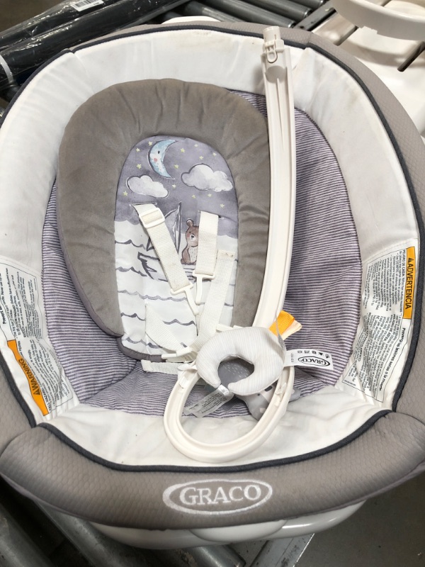 Photo 2 of **Missing Cord**Graco Sense2Soothe Baby Swing with Cry Detection Technology in Sailor - White