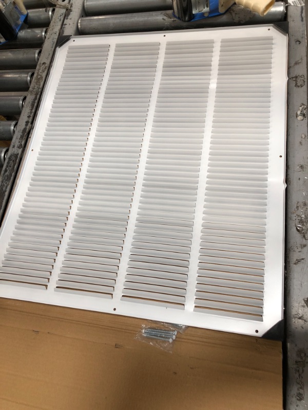 Photo 2 of 24"W x 20"H [Duct Opening Measurements] Steel Return Air Filter Grille (AGC Series) Removable Door, for 1-inch Filters, Vent Cover Grill, White, Outer Dimensions: 26 5/8"W X 22 5/8"H for 24x20 Opening
